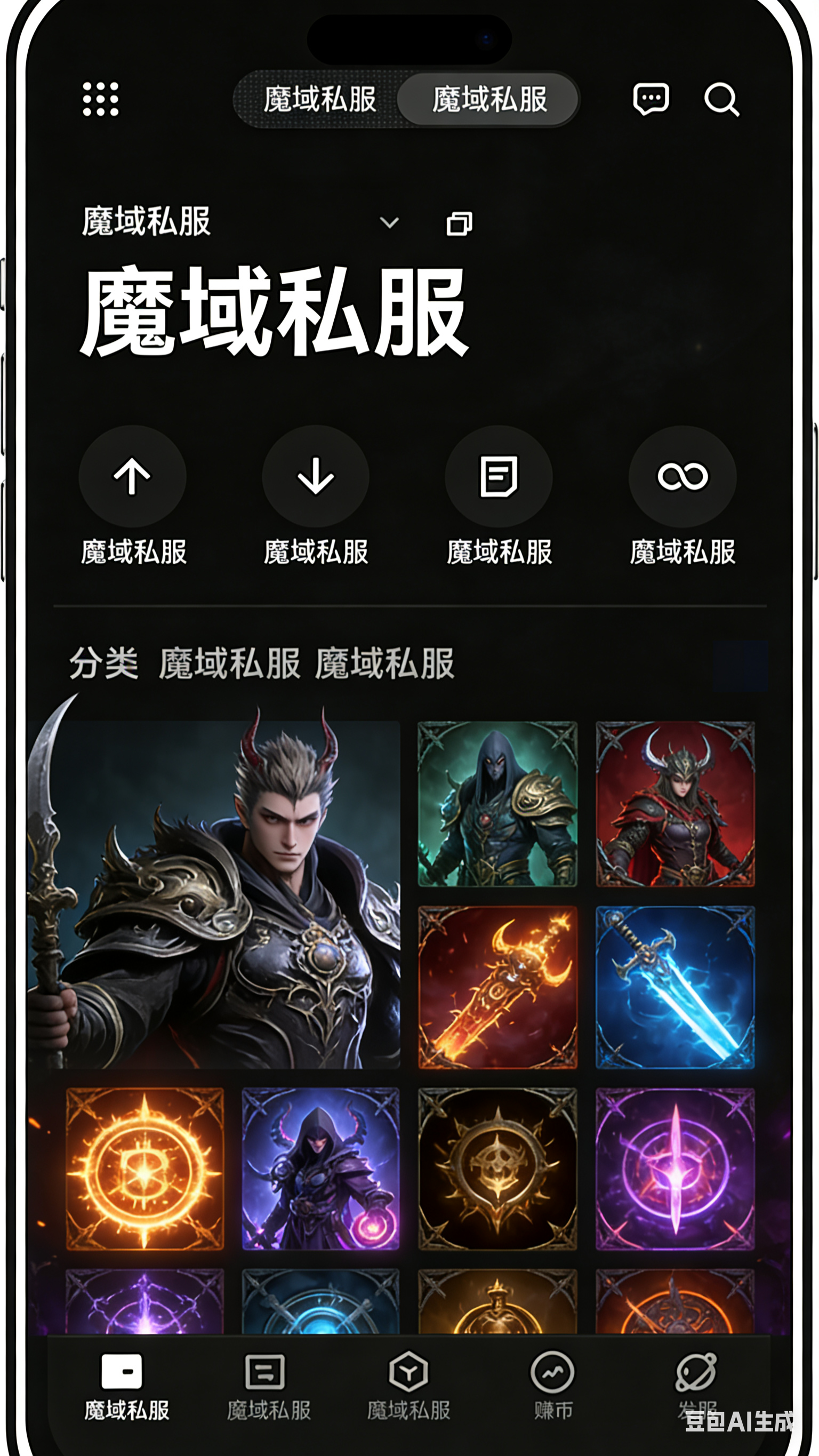 神力飞升魔域私服移动端游戏界面